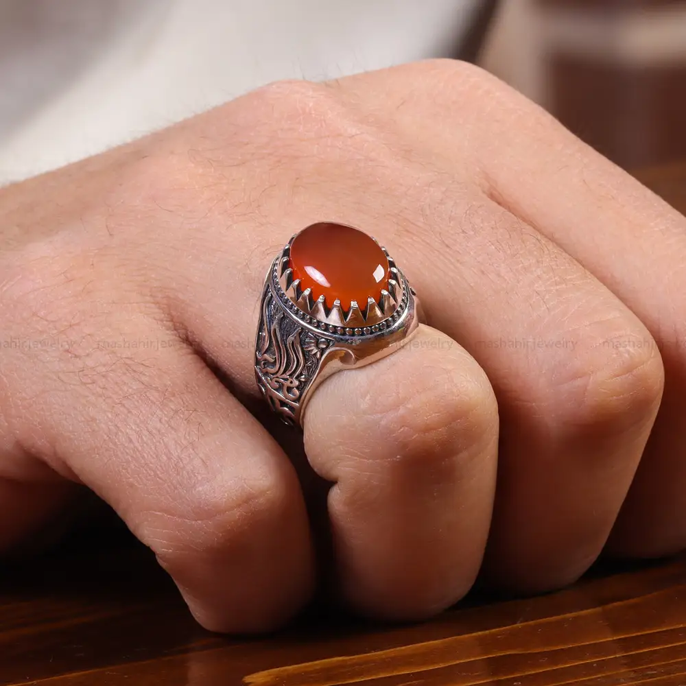 انگشتر عقیق یمن مردانه کد 22304