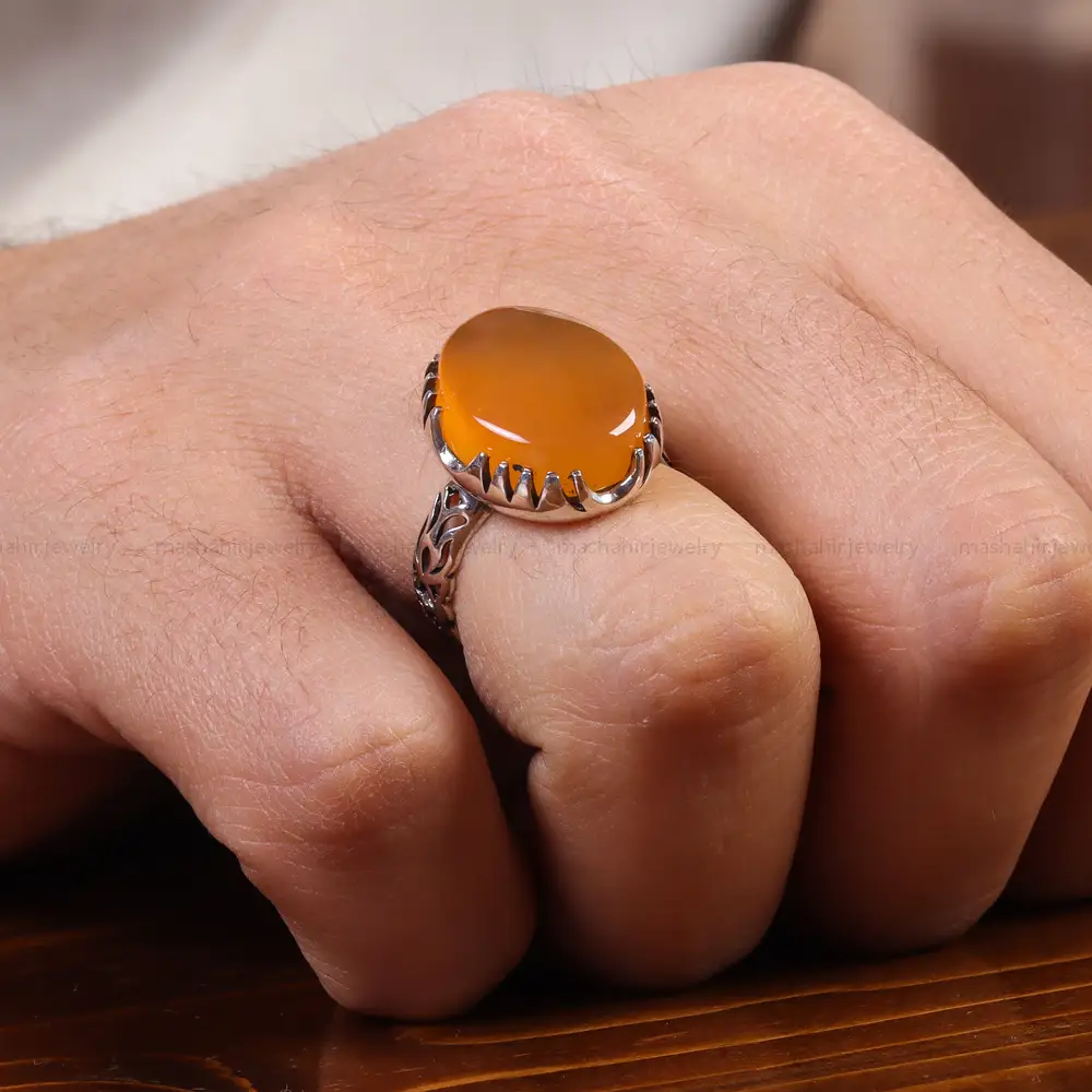 انگشتر عقیق یمن مردانه کد 22308