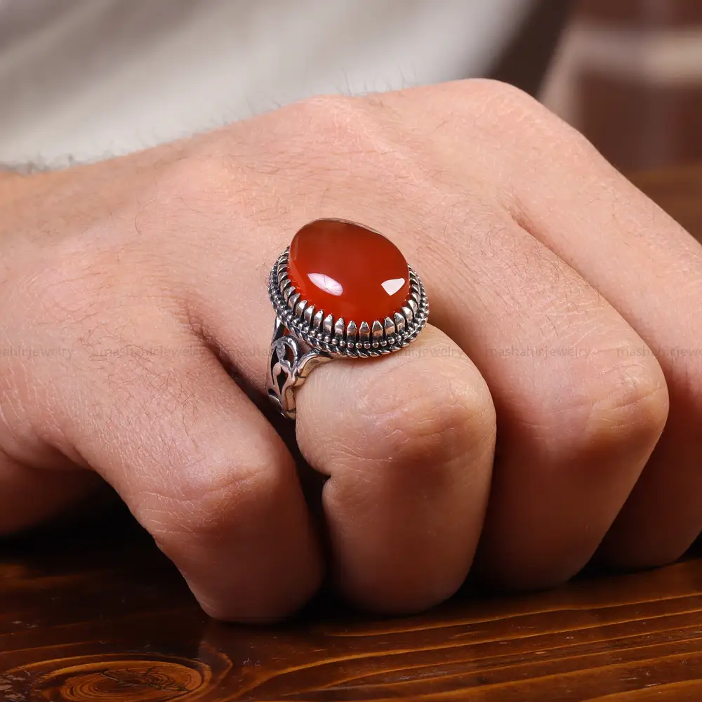 انگشتر عقیق یمن مردانه کد 22309