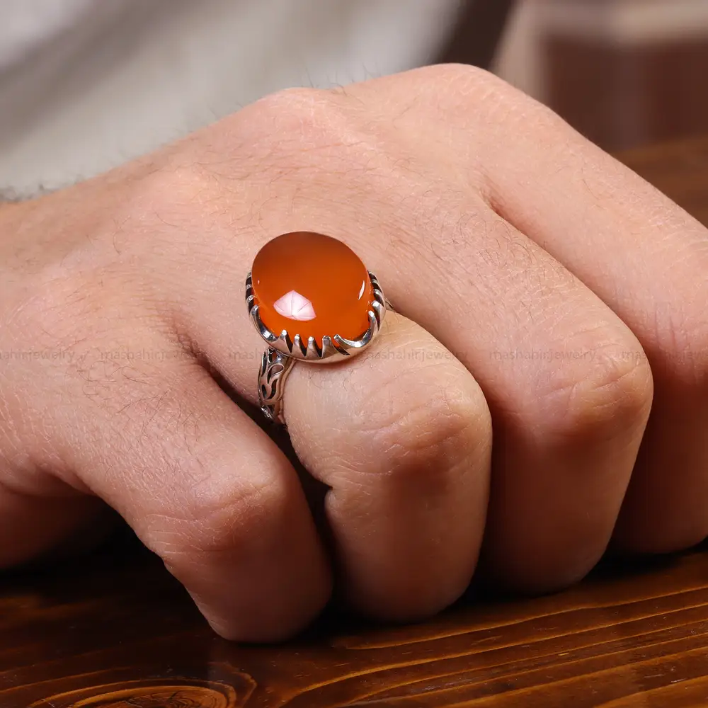 انگشتر عقیق یمن مردانه کد 22312