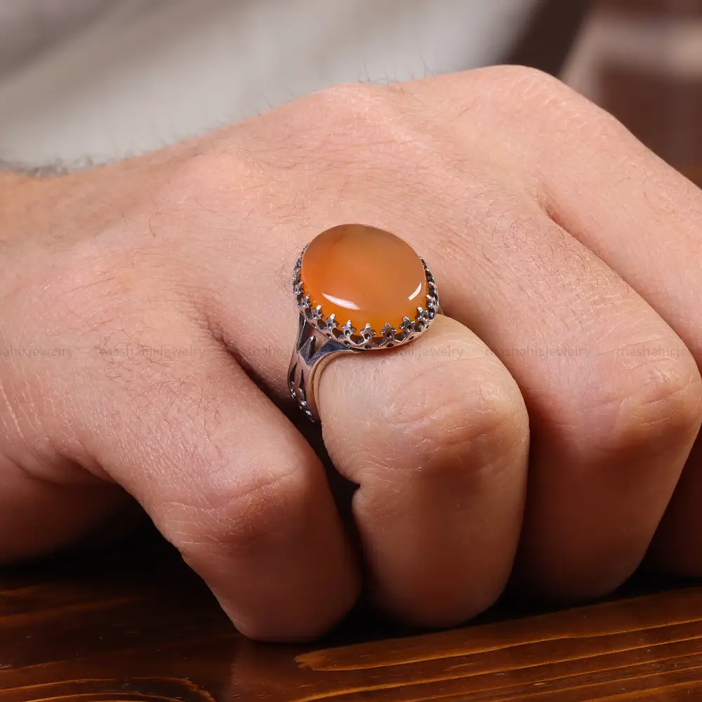 انگشتر عقیق یمن مردانه کد 22313