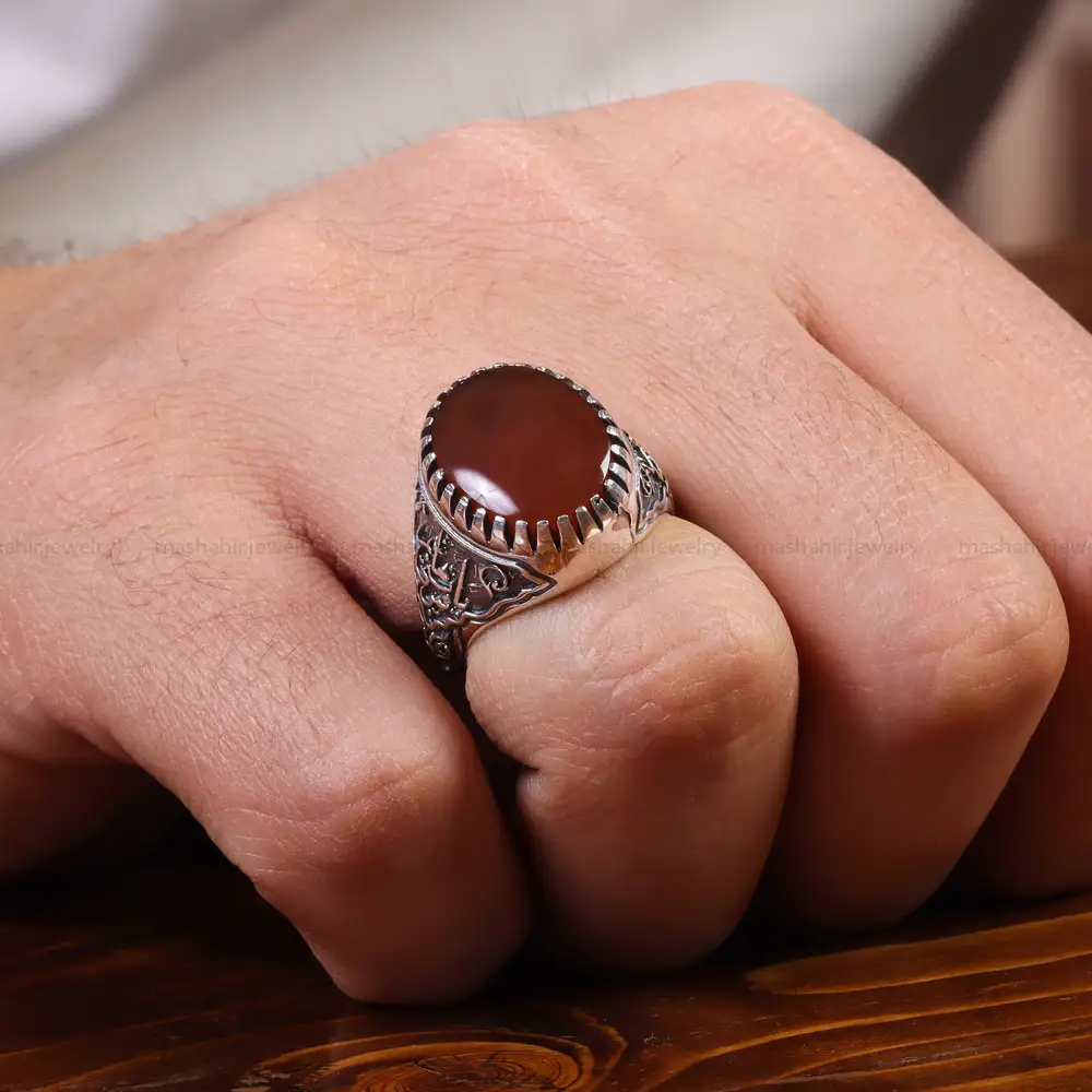 انگشتر عقیق یمن مردانه کد 22314