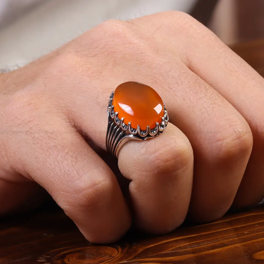 انگشتر عقیق یمن مردانه کد 22315