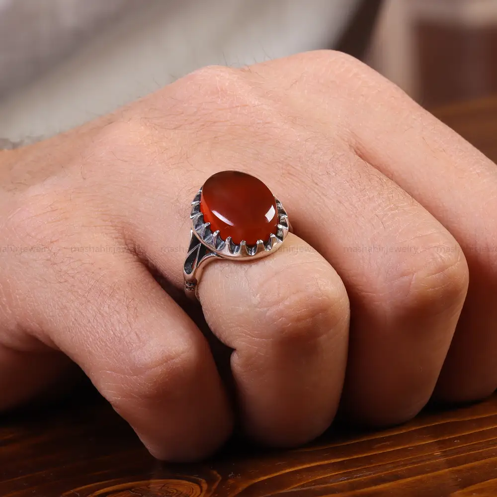 انگشتر عقیق یمن مردانه کد 22317
