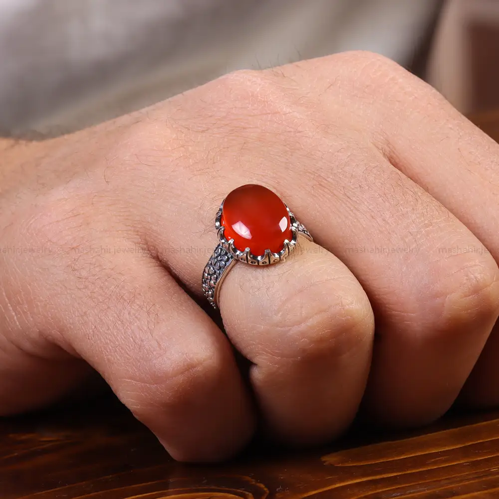 انگشتر عقیق یمن مردانه کد 22321