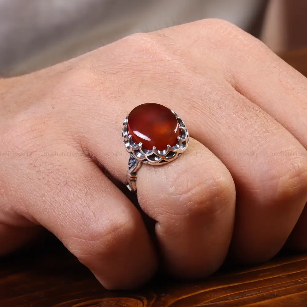انگشتر عقیق یمن مردانه کد 22322