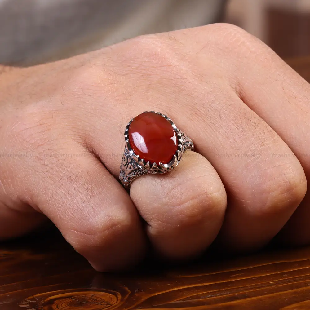 انگشتر عقیق یمن مردانه کد 22323