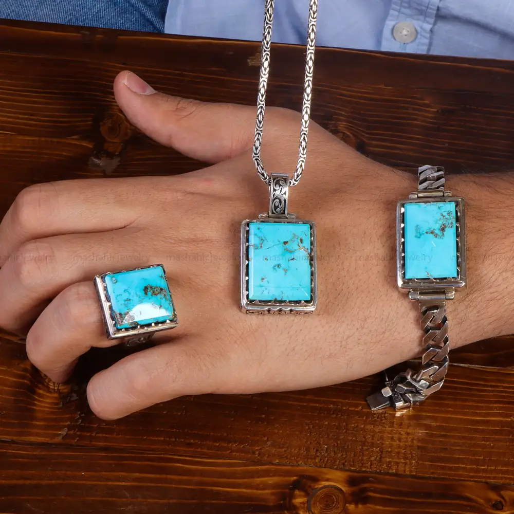 نیم ست فیروزه مردانه کد 22210