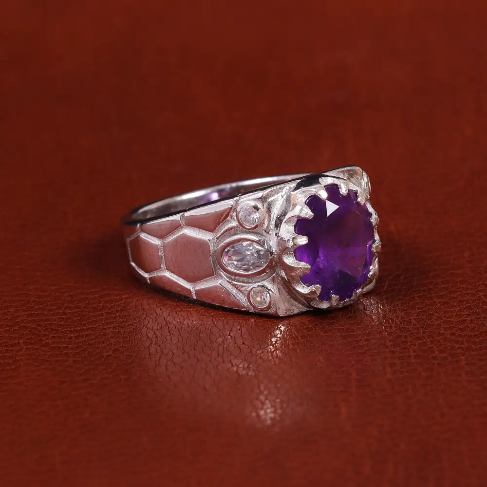 انگشتر آمیتیست مردانه کد 22387