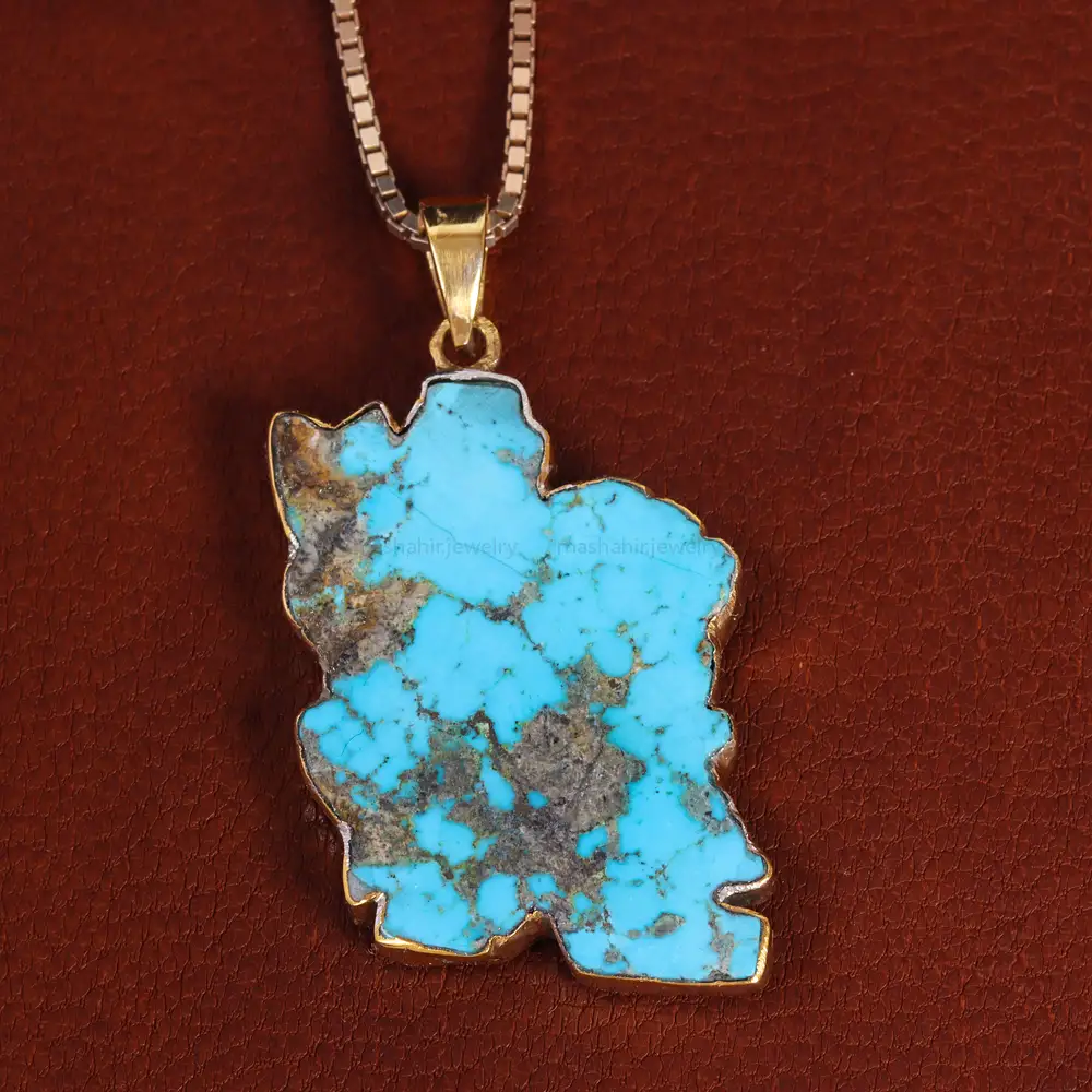 گردنبند فیروزه طرح ایران کد 22613