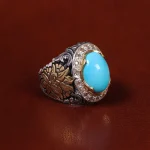 انگشتر فیروزه عجمی مردانه کد 22653