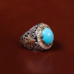 انگشتر فیروزه عجمی مردانه کد 22656