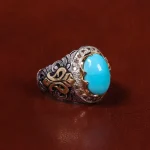 انگشتر فیروزه عجمی مردانه کد 22657