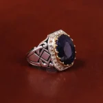 انگشتر یاقوت کبود مردانه کد 22668