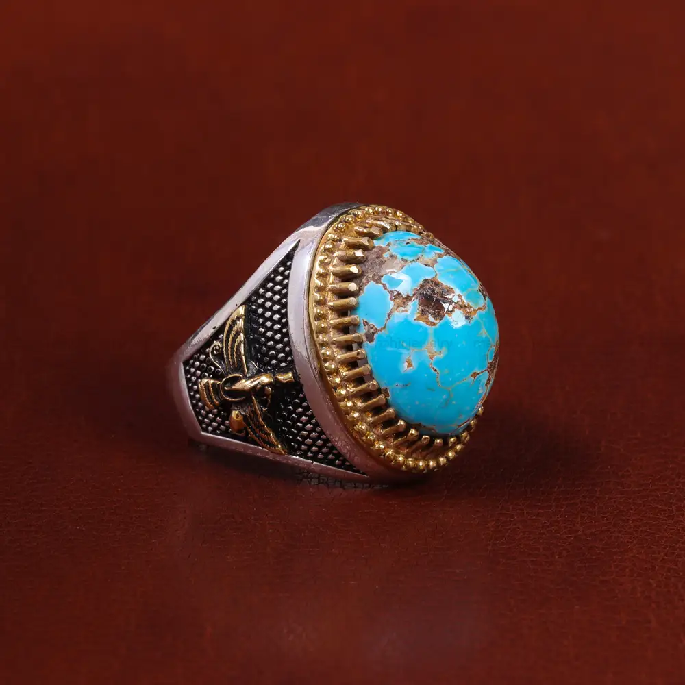 انگشتر فیروزه شجری مردانه کد 22702