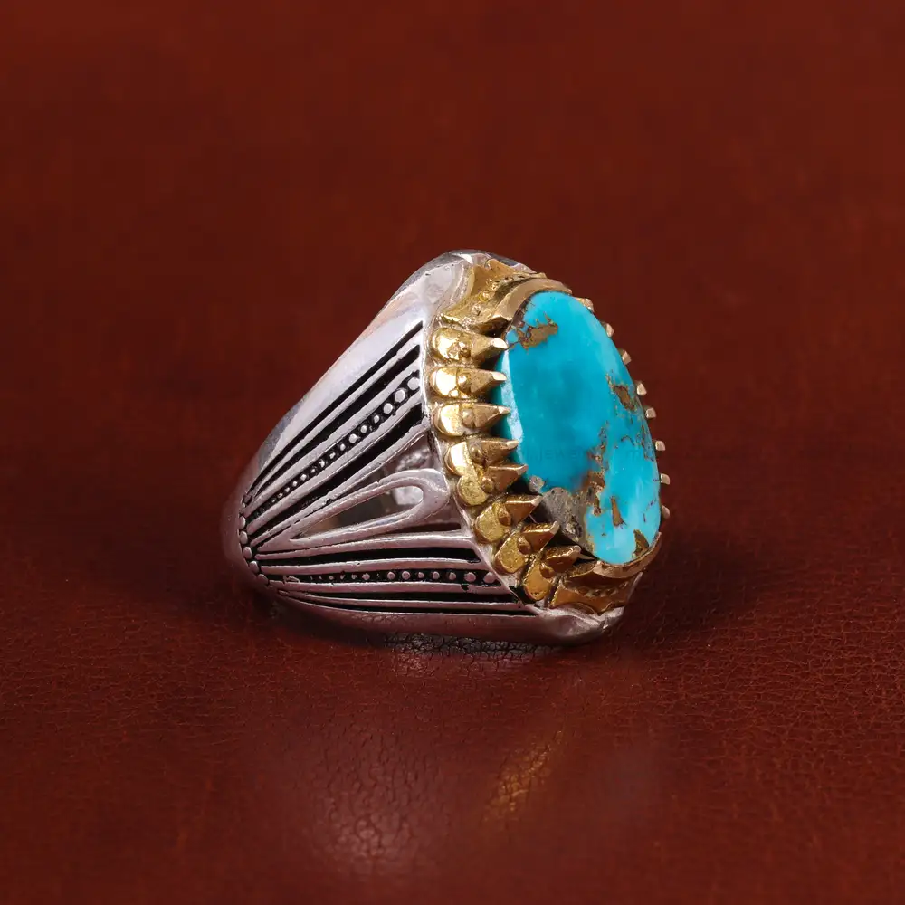 انگشتر فیروزه شجری مردانه کد 22703