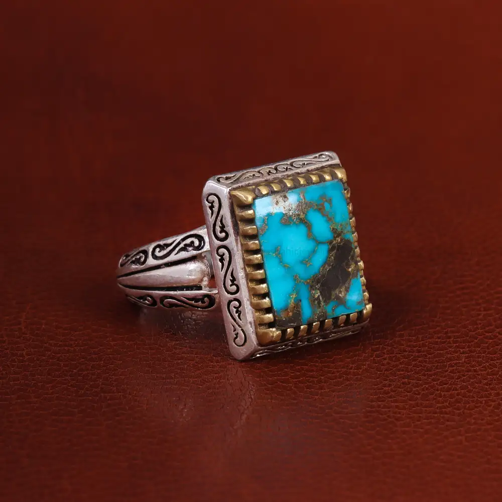 انگشتر فیروزه شجری مردانه کد 22720