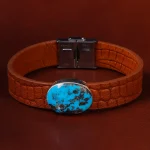 دستبند چرم فیروزه کد 22795