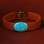دستبند چرم فیروزه کد 22796
