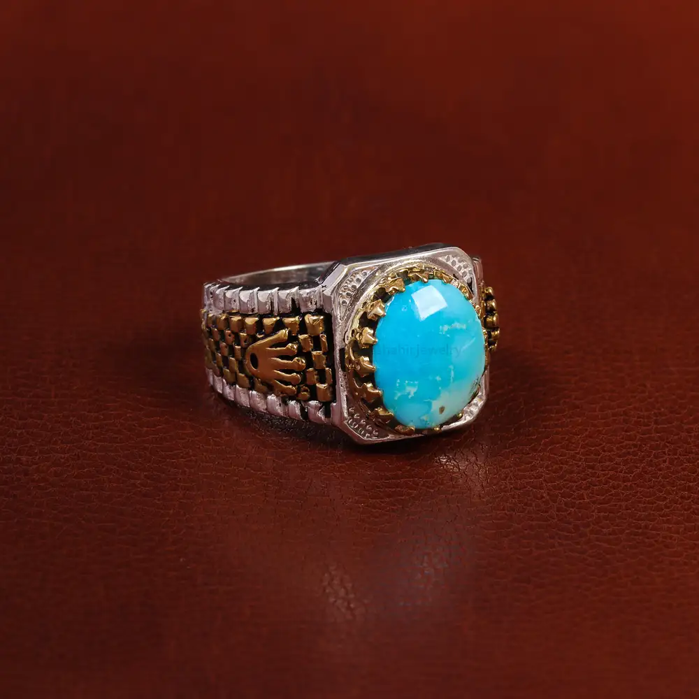 انگشتر فیروزه عجمی مردانه کد 22823
