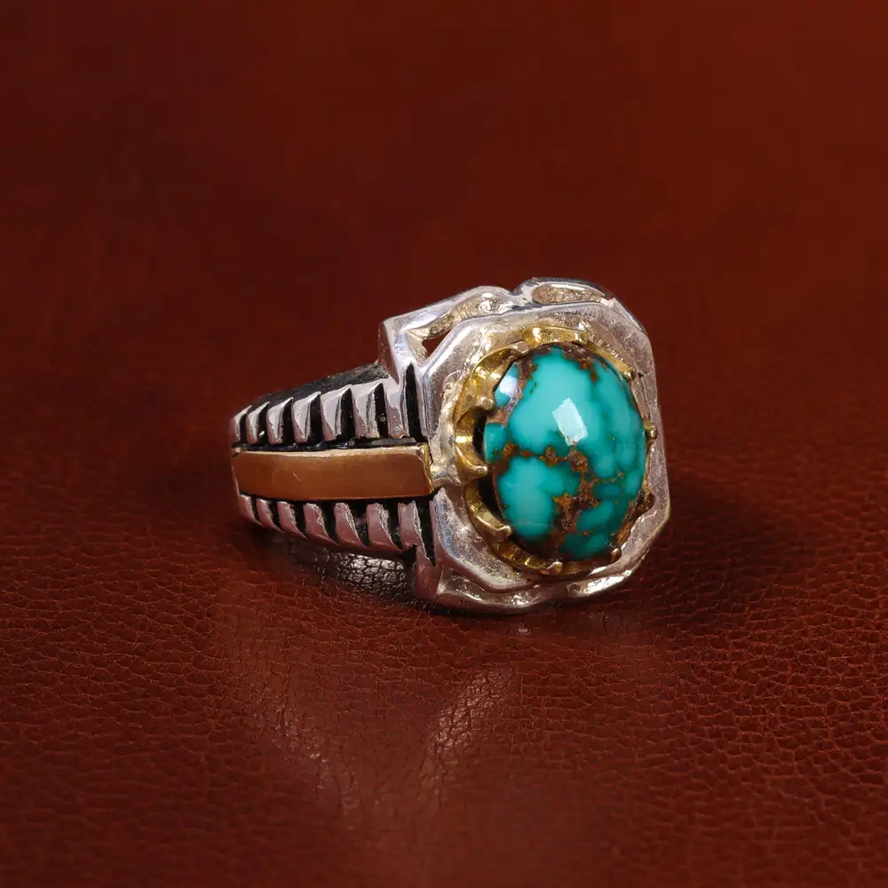 انگشتر فیروزه شجری مردانه کد 22912