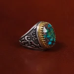 انگشتر فیروزه شجری مردانه کد 22928