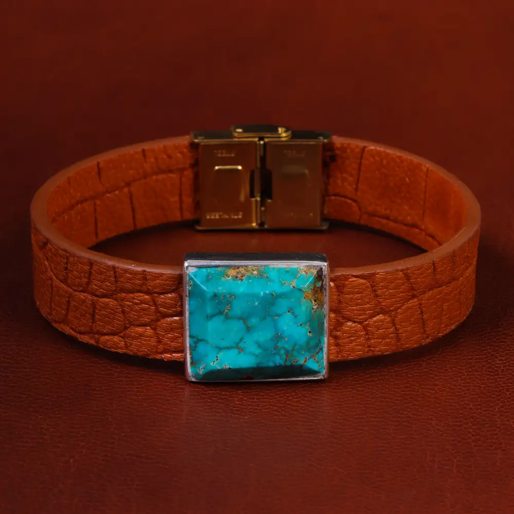 دستبند چرم فیروزه کد 22969