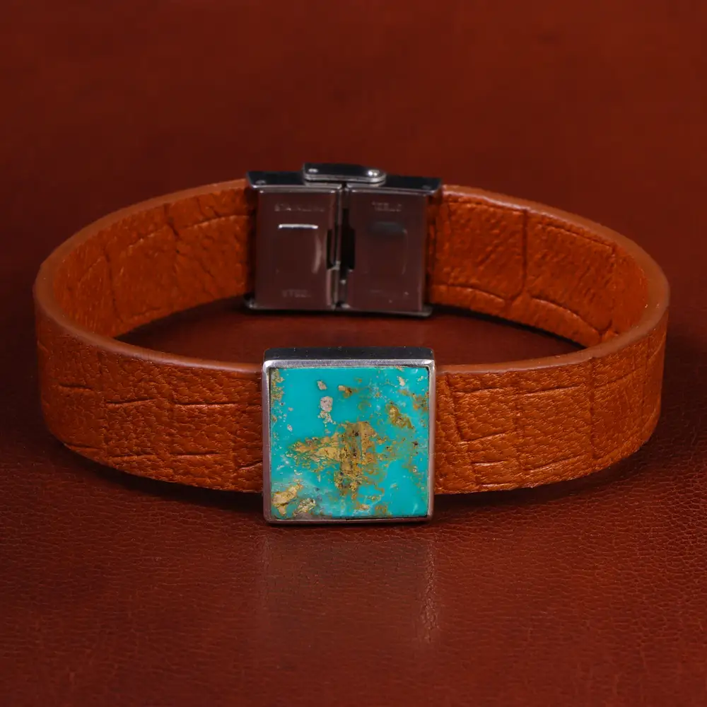دستبند چرم فیروزه کد 22972
