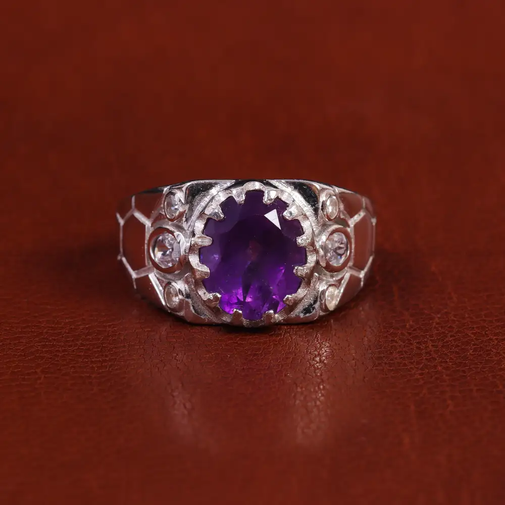 انگشتر آمیتیست مردانه کد 22387