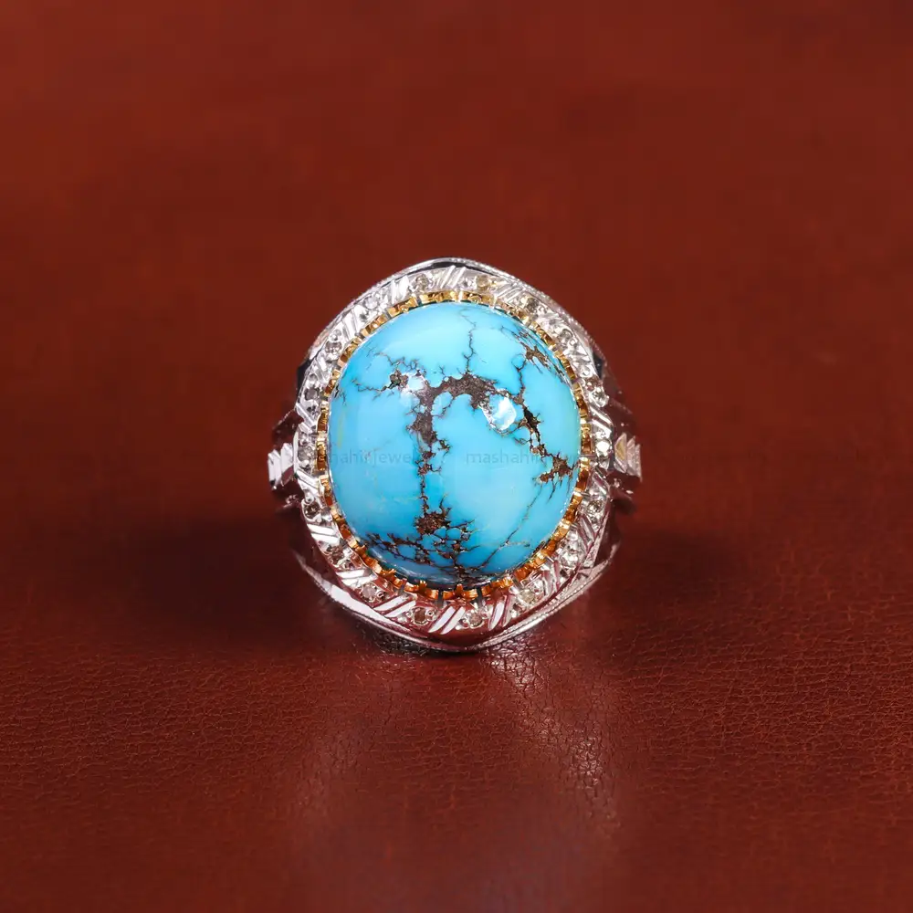 انگشتر فیروزه شجری مردانه کد 22407