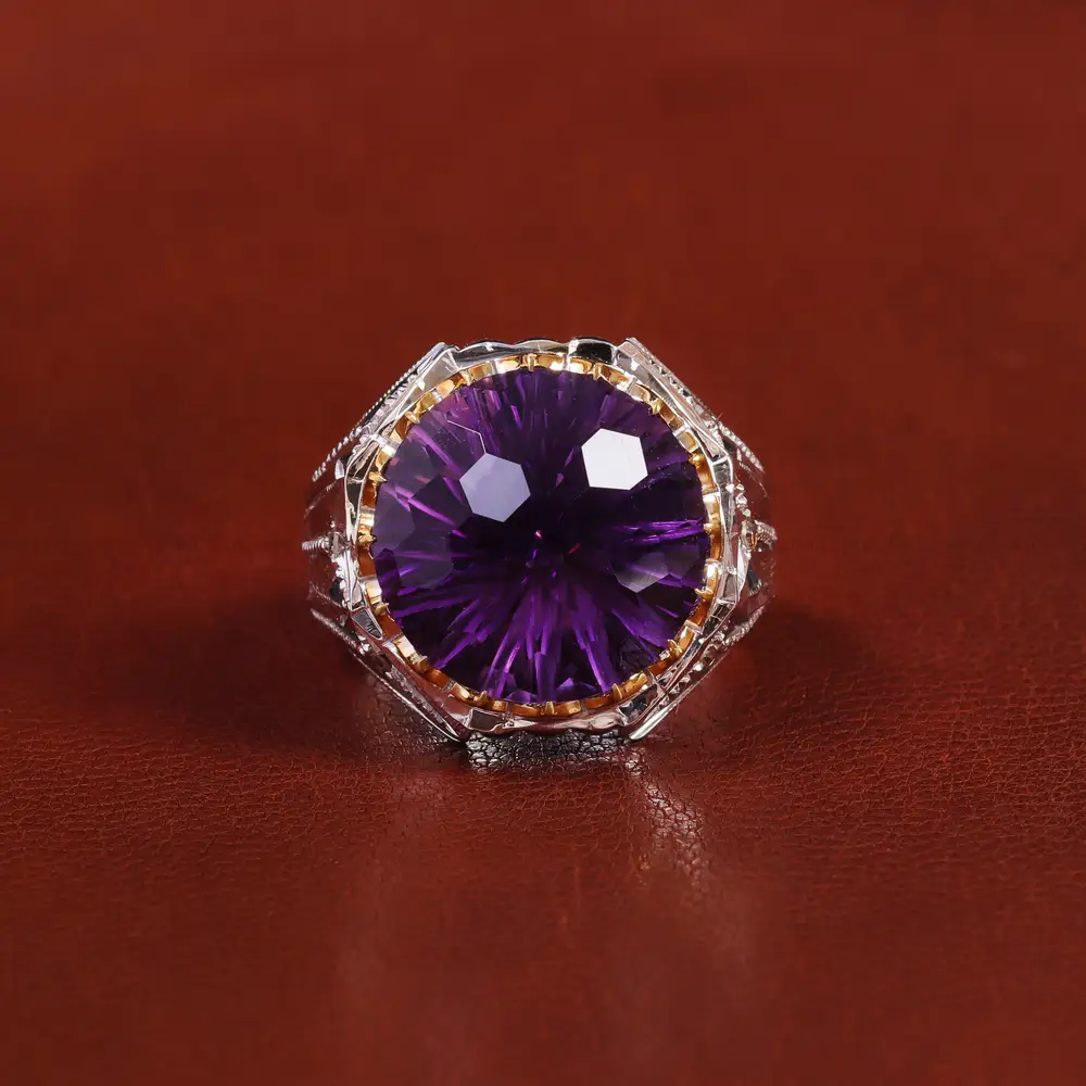 انگشتر آمیتیست مردانه کد 22409