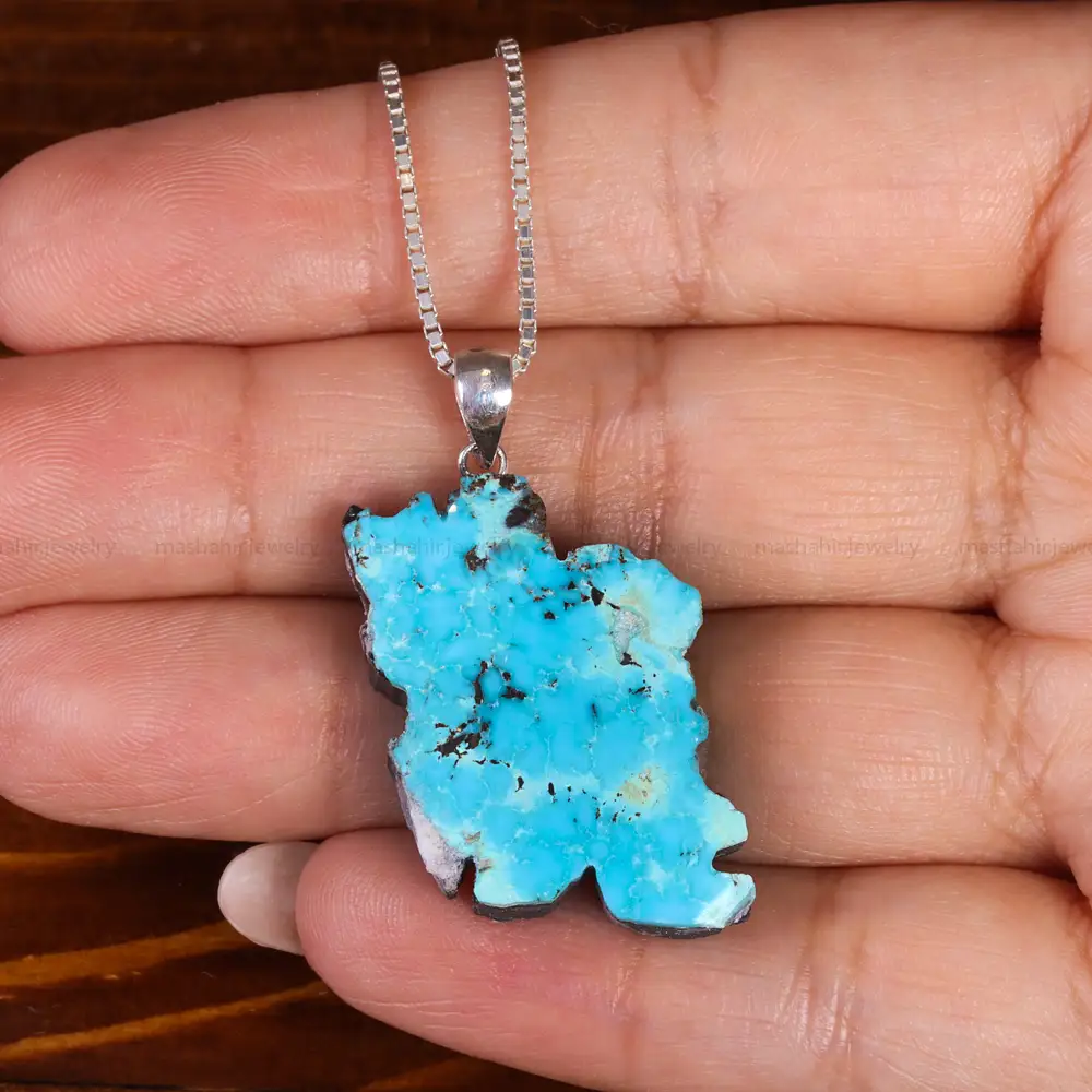 گردنبند فیروزه طرح ایران کد 22571