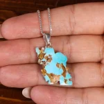 گردنبند فیروزه طرح ایران کد 22583