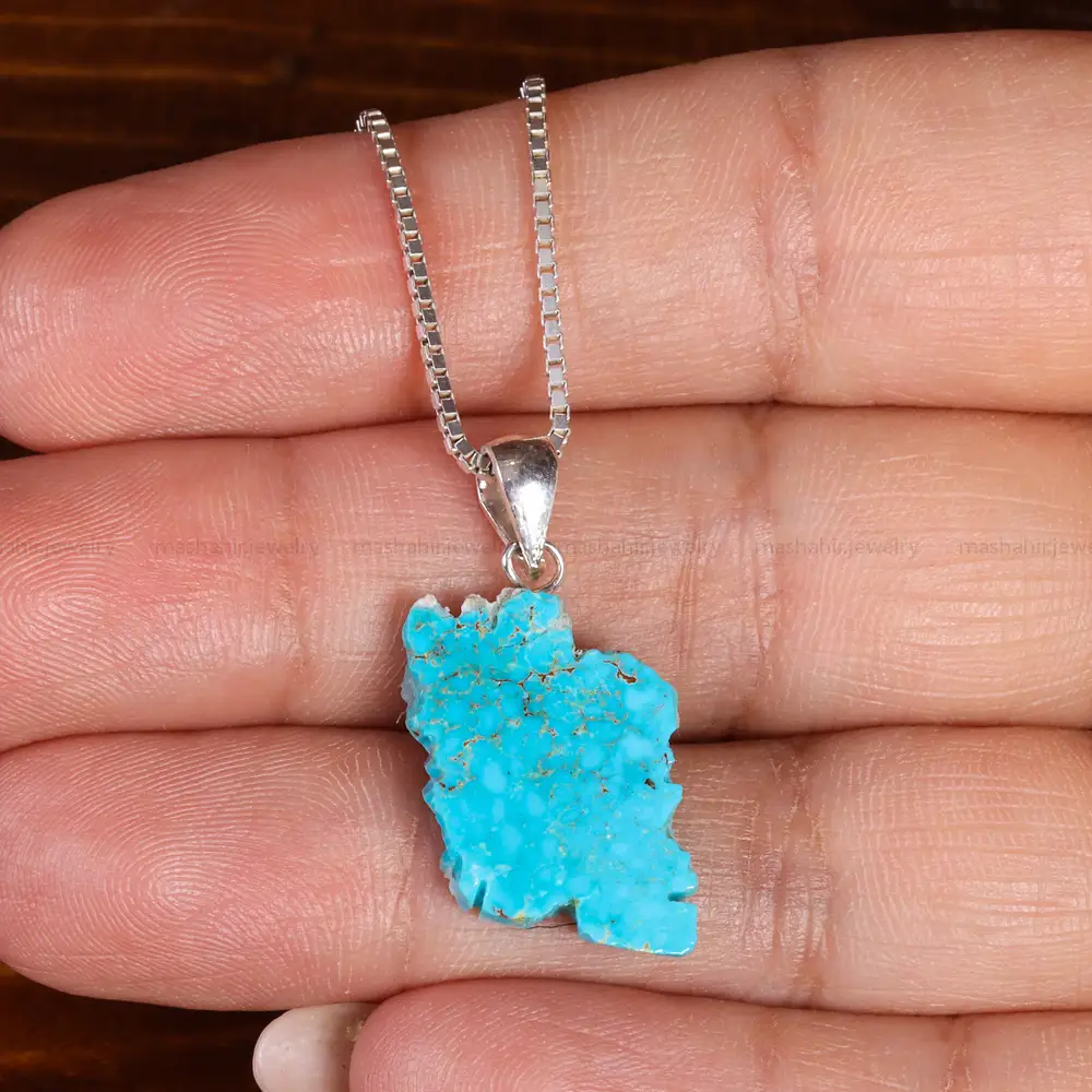 گردنبند فیروزه طرح ایران کد 22594