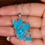 گردنبند فیروزه طرح ایران کد 22610