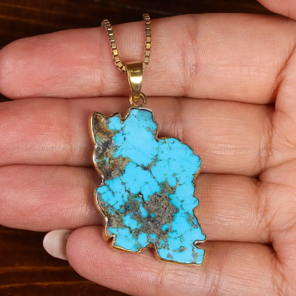 گردنبند فیروزه طرح ایران کد 22613