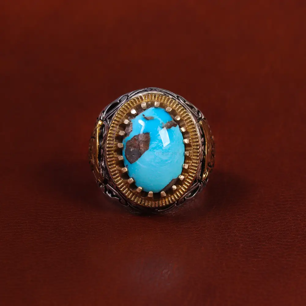 انگشتر فیروزه شجری مردانه کد 22712
