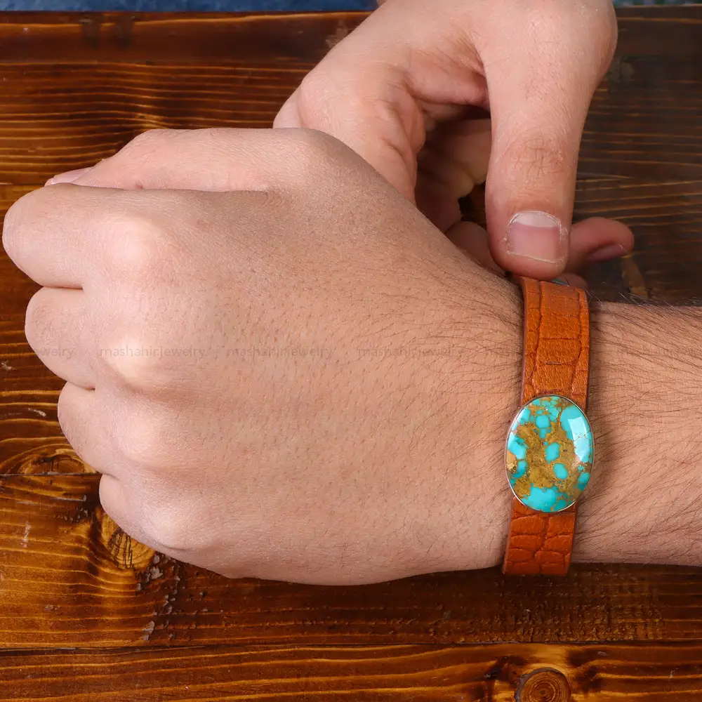 دستبند چرم فیروزه کد 22785