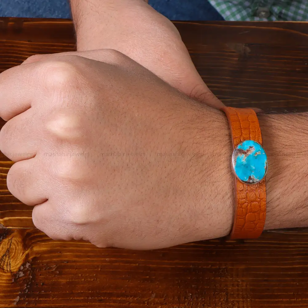 دستبند چرم فیروزه کد 22788