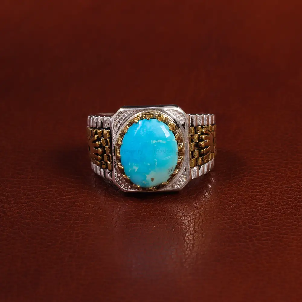 انگشتر فیروزه عجمی مردانه کد 22823