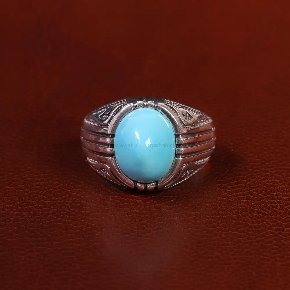 انگشتر فیروزه عجمی مردانه کد 22890