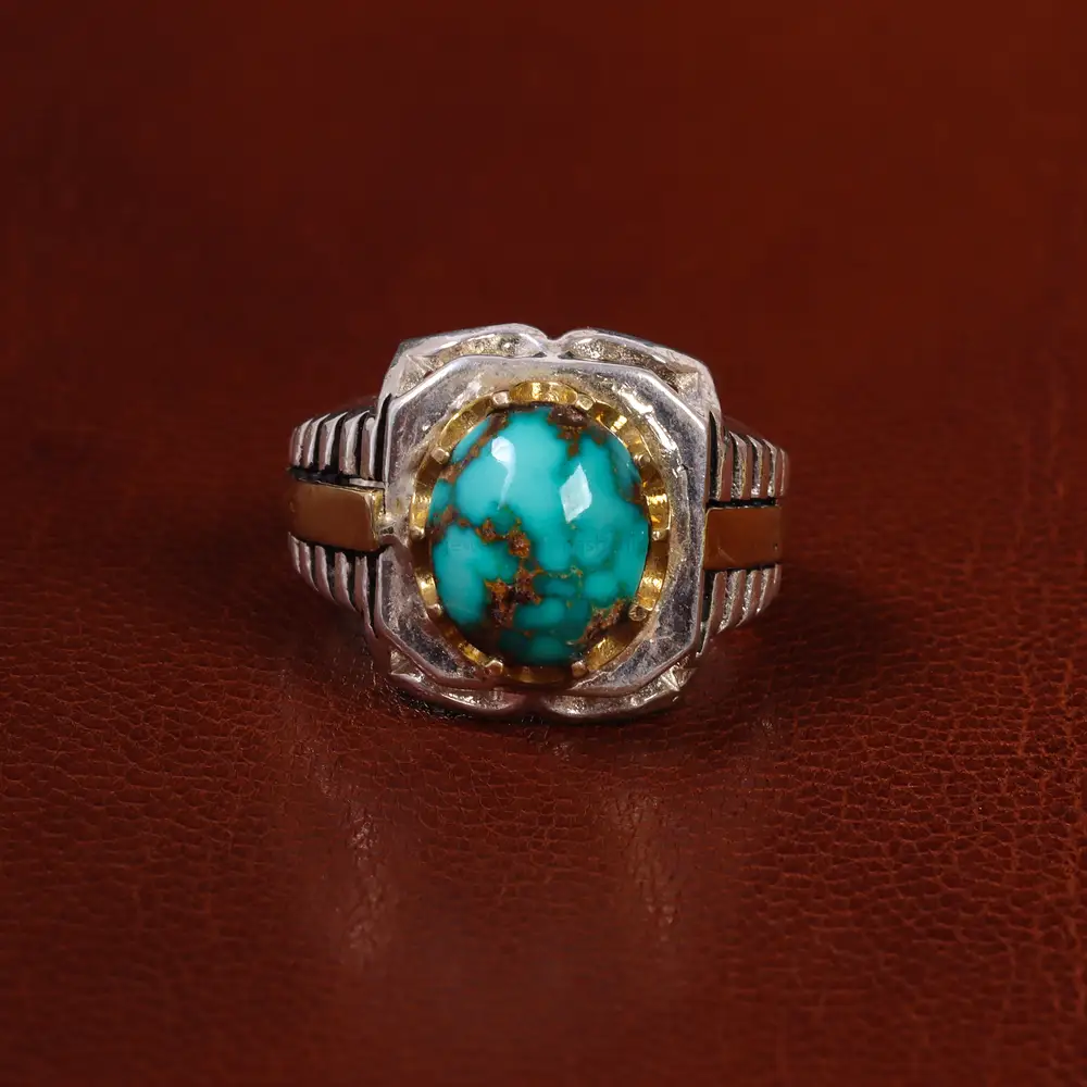 انگشتر فیروزه شجری مردانه کد 22912