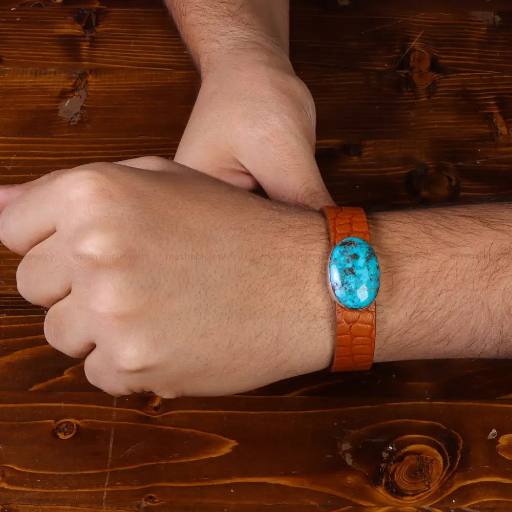 دستبند چرم فیروزه کد 22957