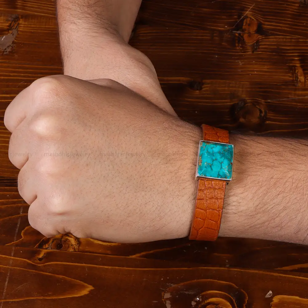 دستبند چرم فیروزه کد 22969