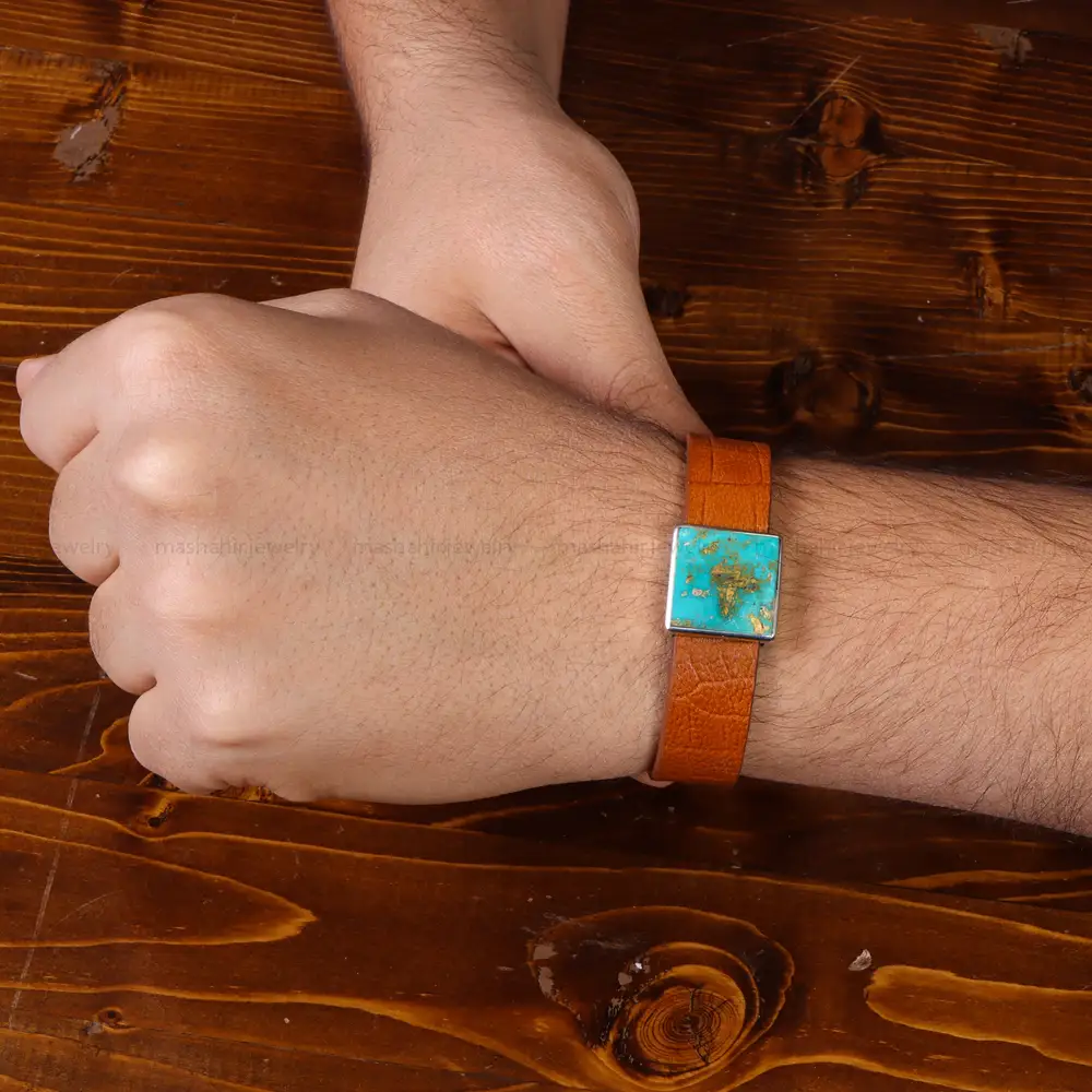 دستبند چرم فیروزه کد 22972