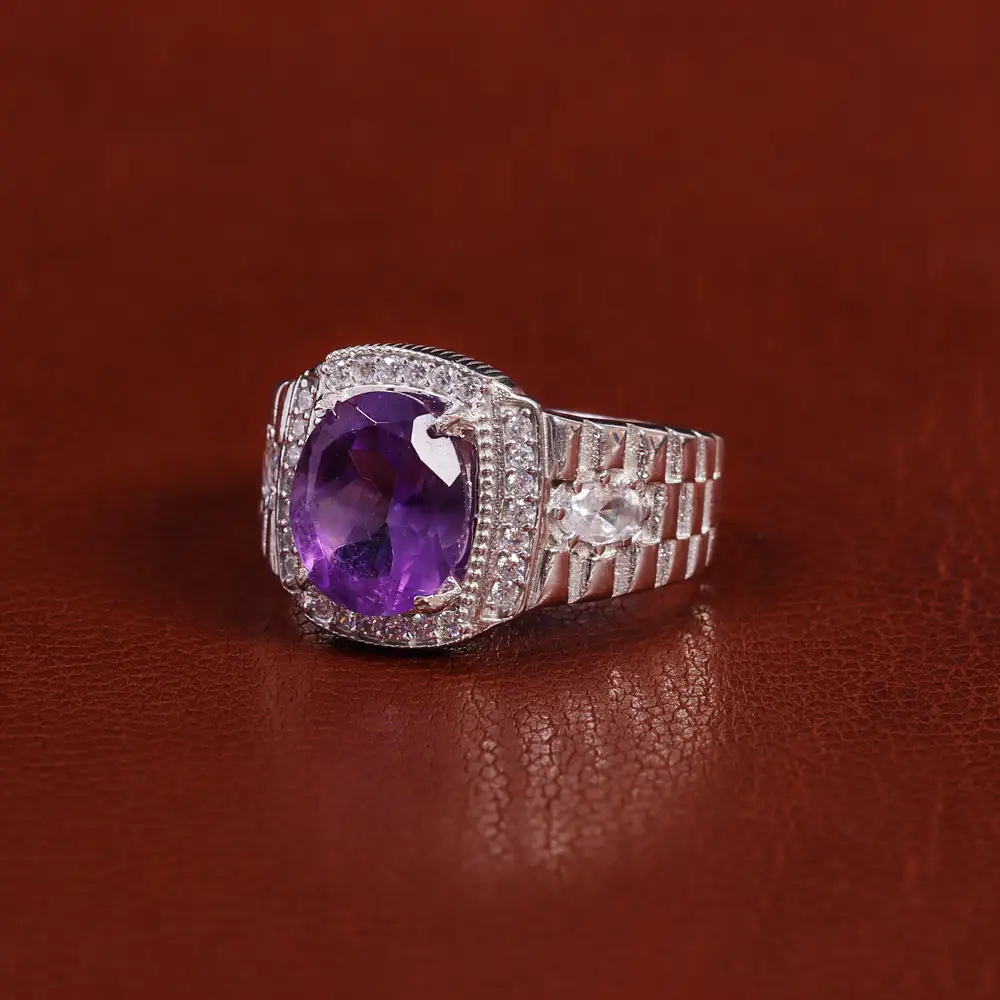 انگشتر آمیتیست مردانه کد 22389