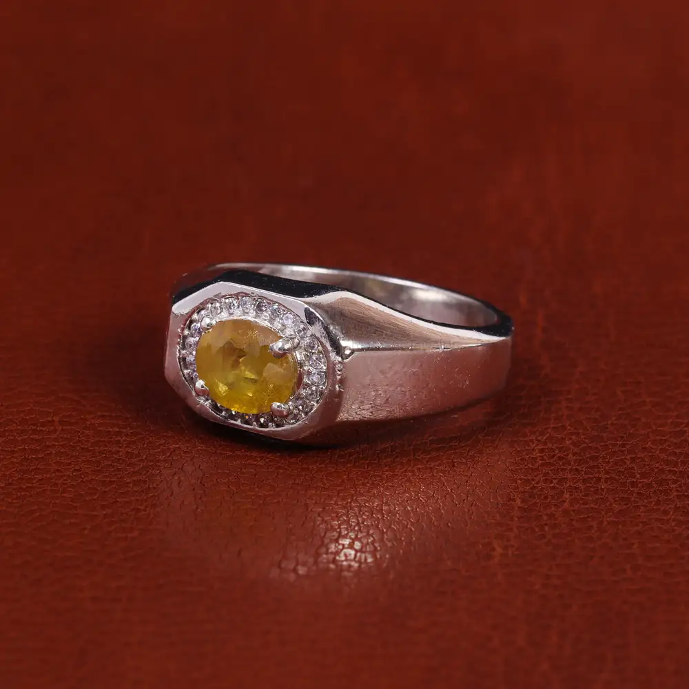 انگشتر یاقوت زرد مردانه کد 22393