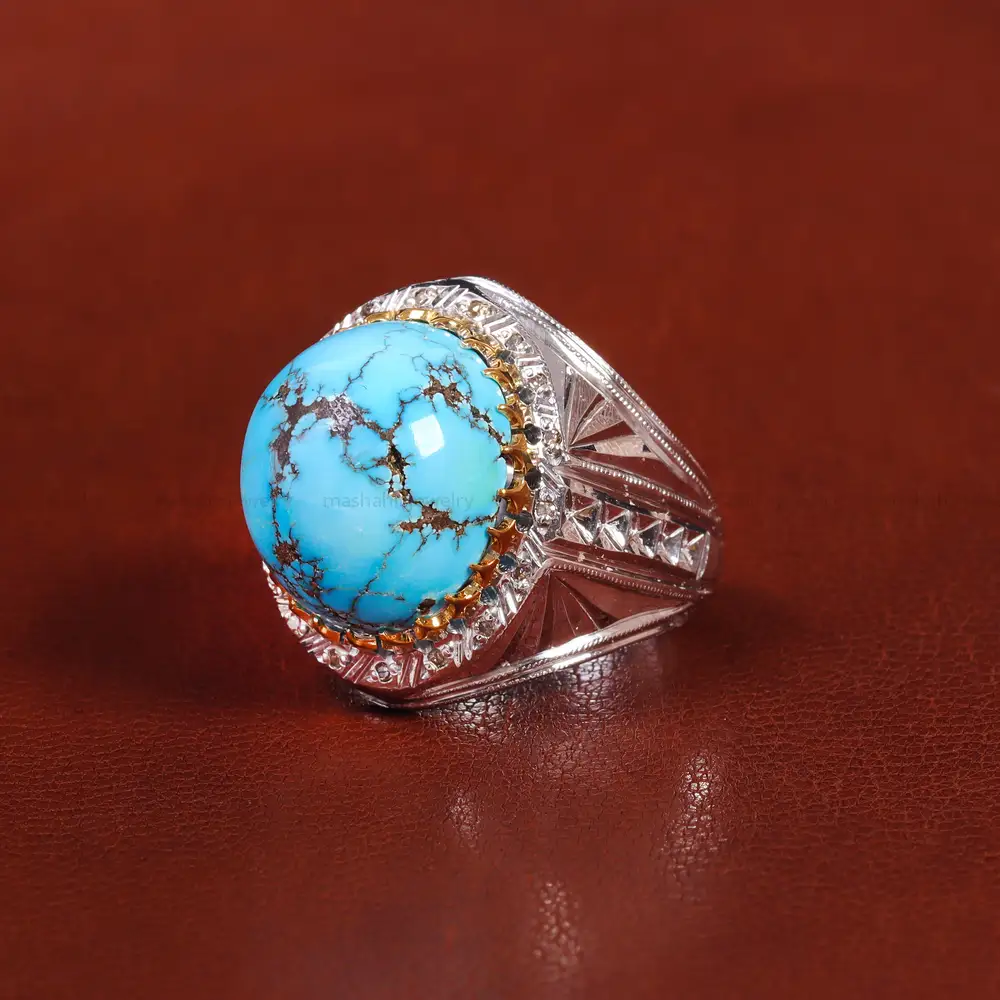 انگشتر فیروزه شجری مردانه کد 22407