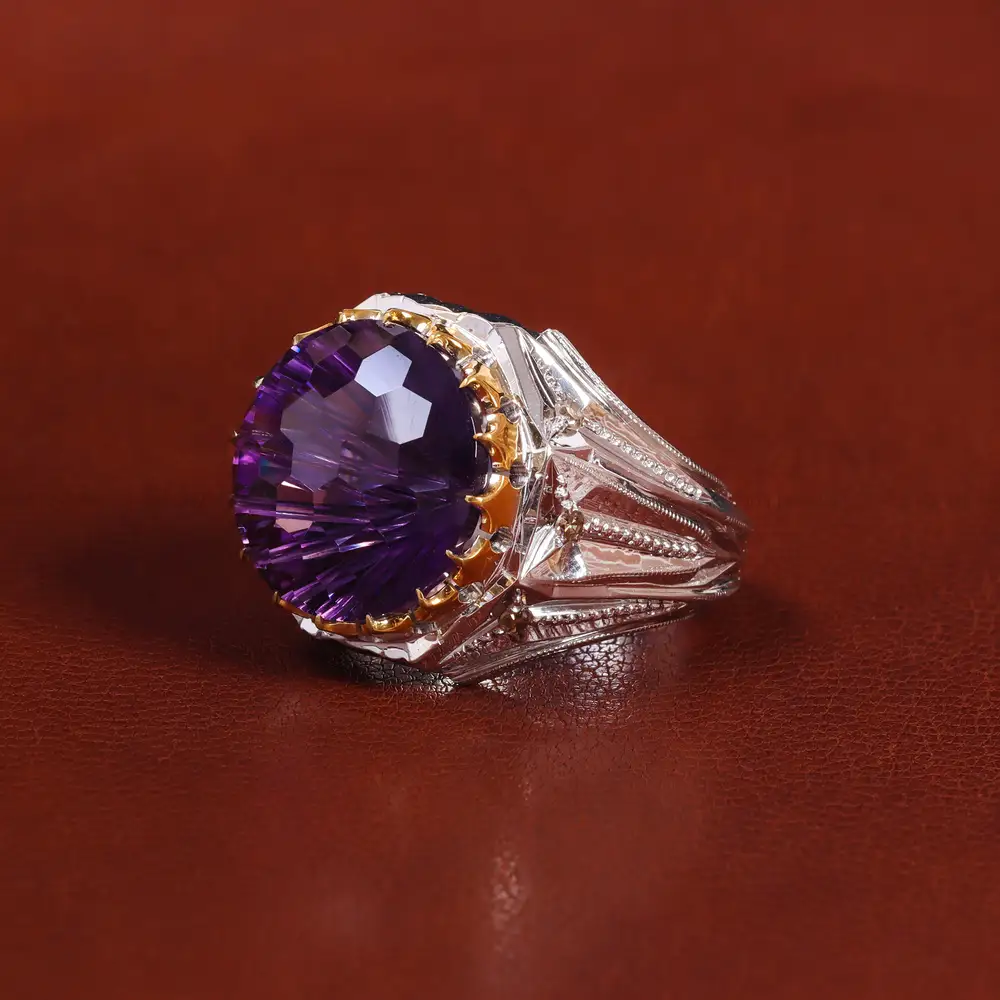 انگشتر آمیتیست مردانه کد 22409