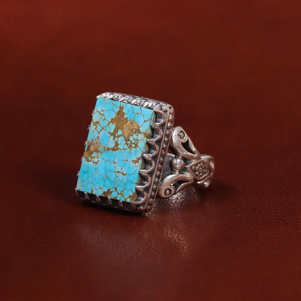 انگشتر فیروزه شجری مردانه کد 22694